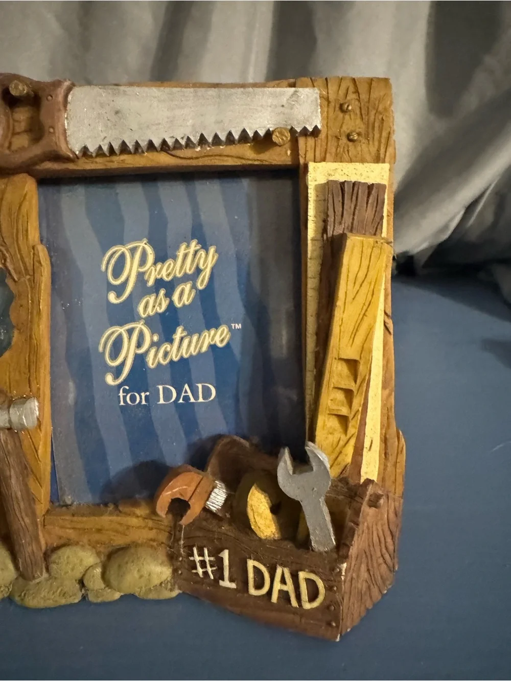 #1 Dad Rustic Tool Theme Picture Frame - Brown